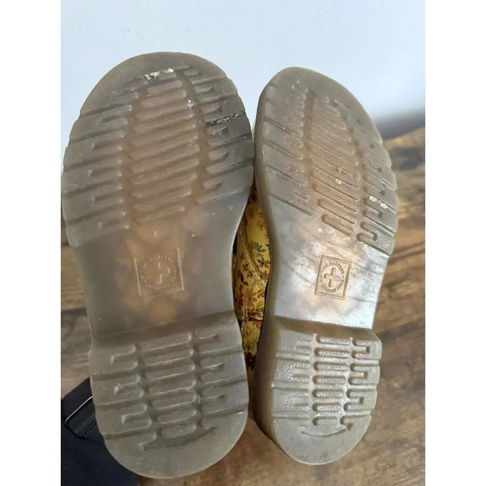 Dr Martens Docs Doc Martens Sun Yellow Ditsy Floral Combat Boots Youth US 9 - Picture 3 of 4